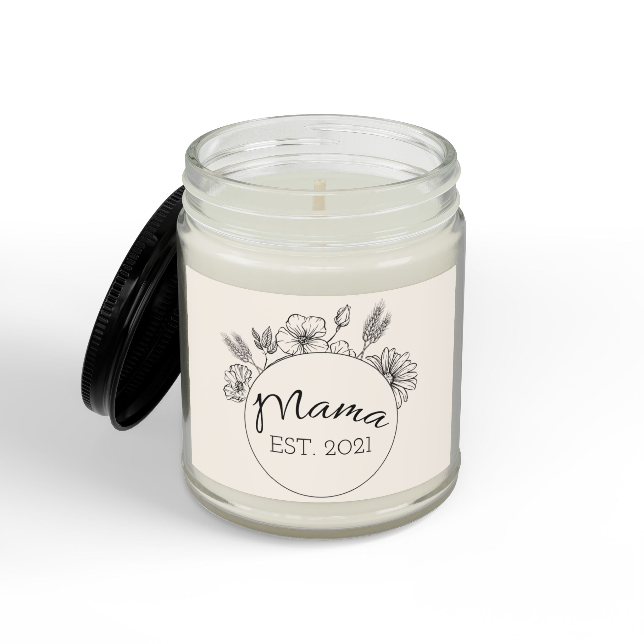 Customizable Scented Soy Candle with Black Lid, (4 and 9oz)