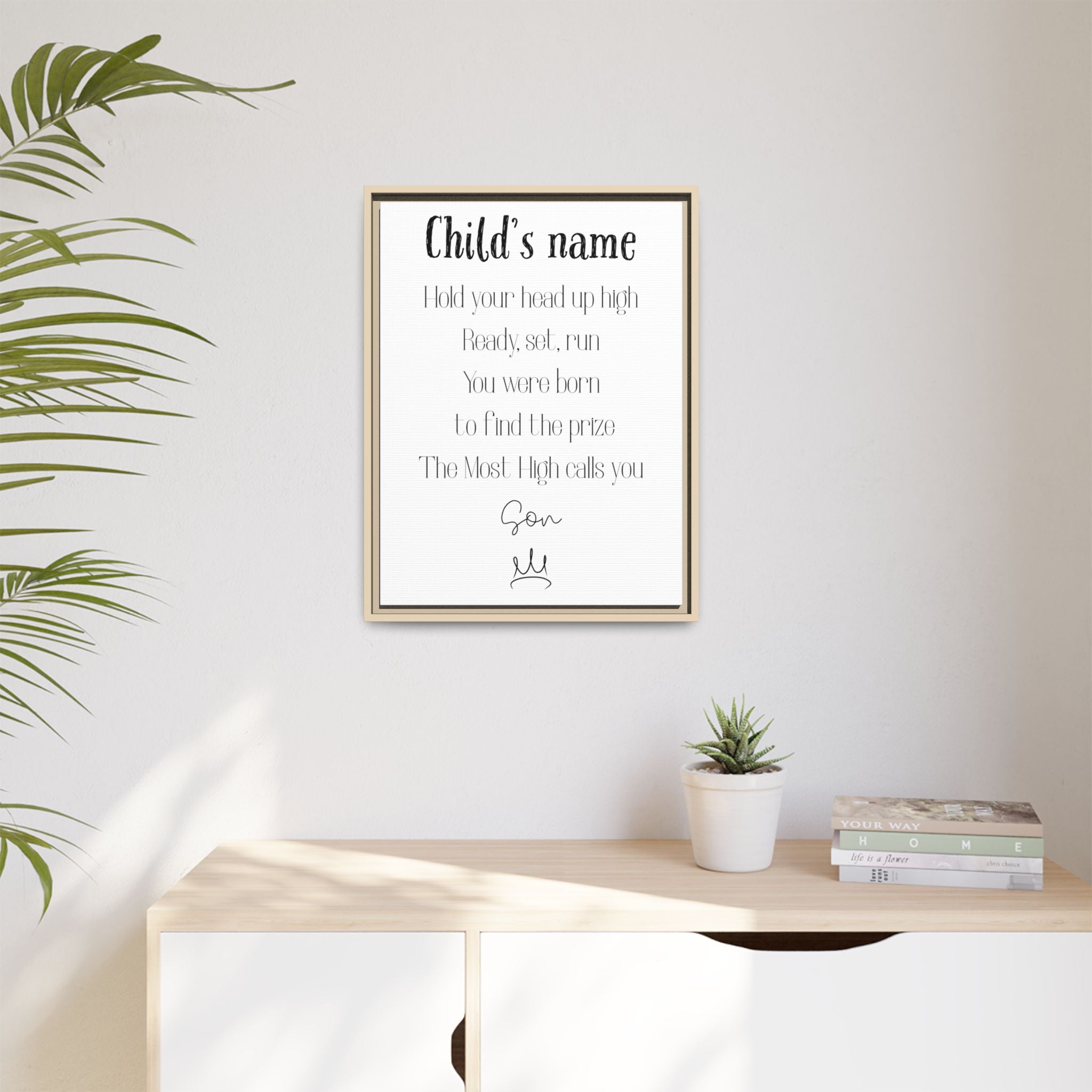 Customizable Matte Canvas, Framed - Hold Your Head Up High (Boy)