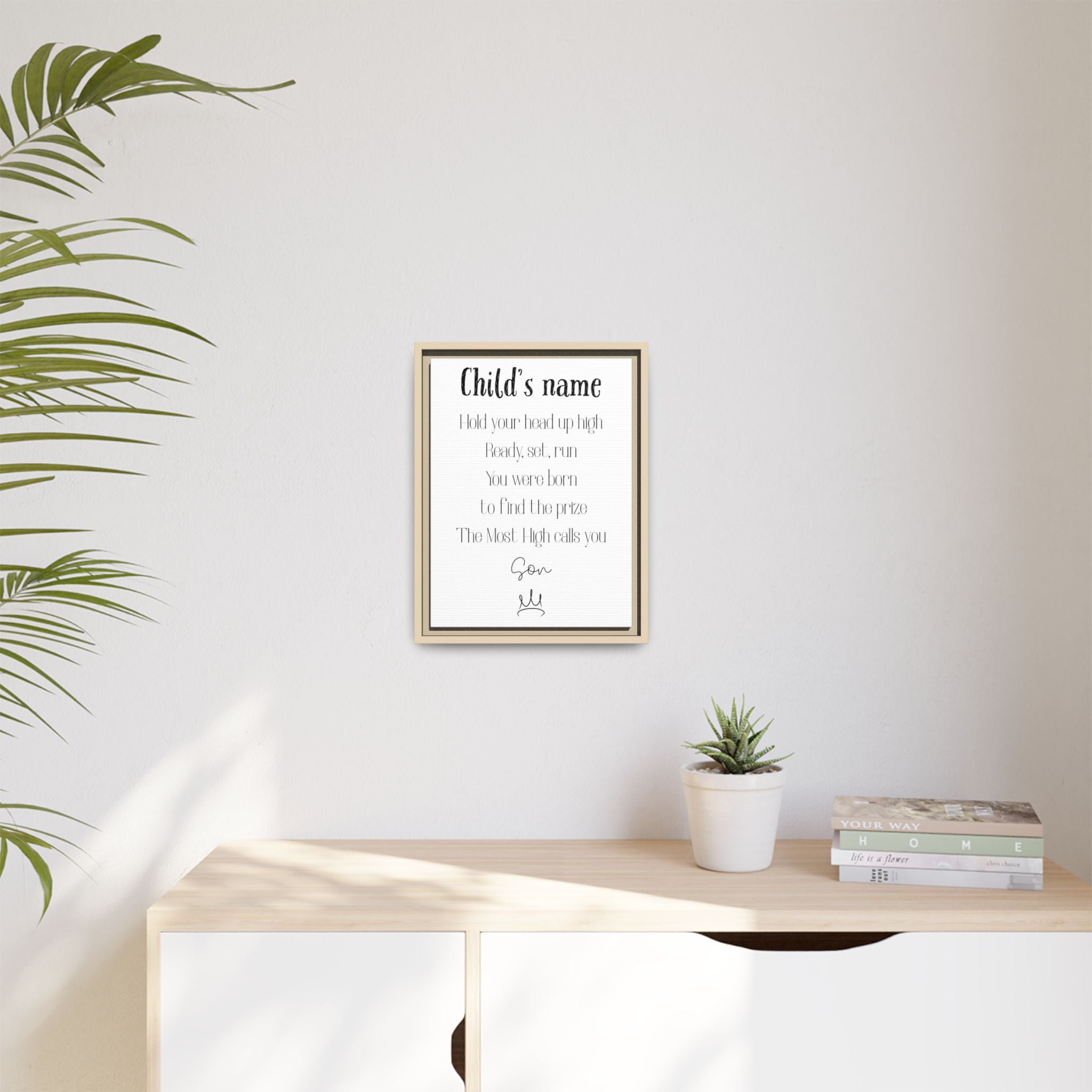 Customizable Matte Canvas, Framed - Hold Your Head Up High (Boy)
