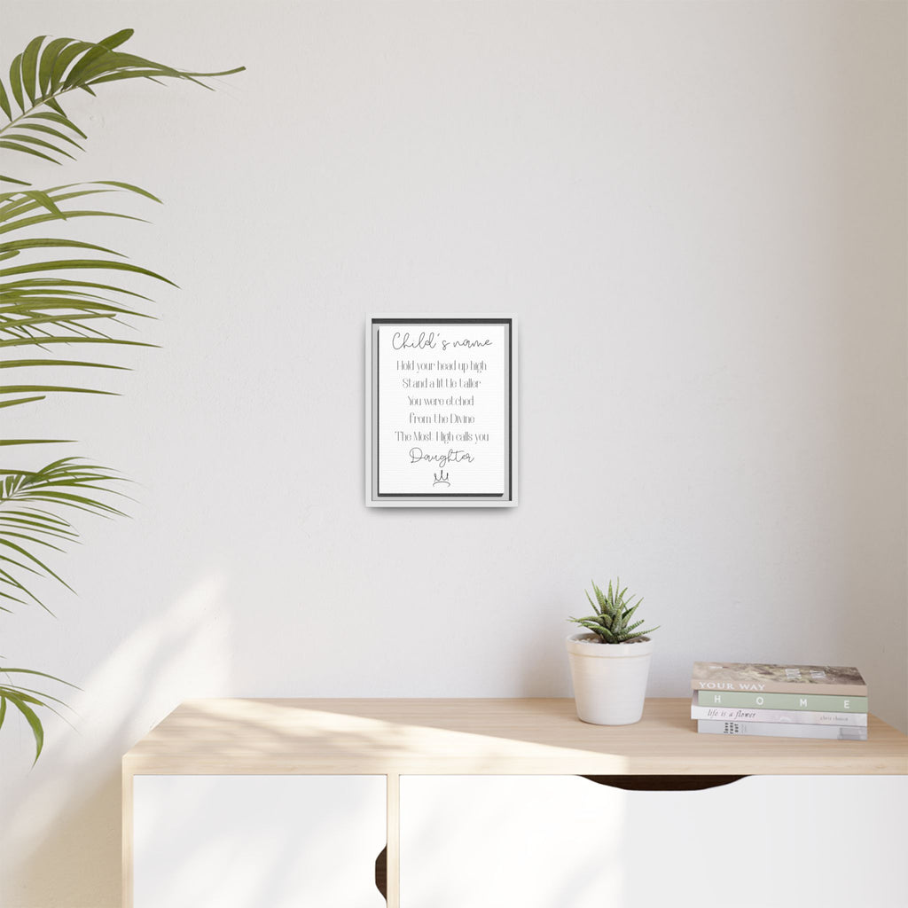 Customizable Matte Canvas, Framed - Hold Your Head Up High (Girl)