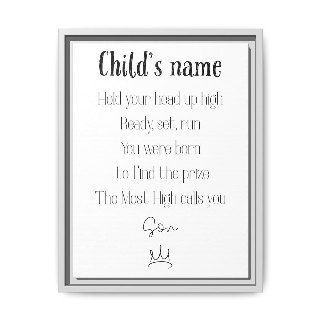 Customizable Matte Canvas, Framed - Hold Your Head Up High (Boy)