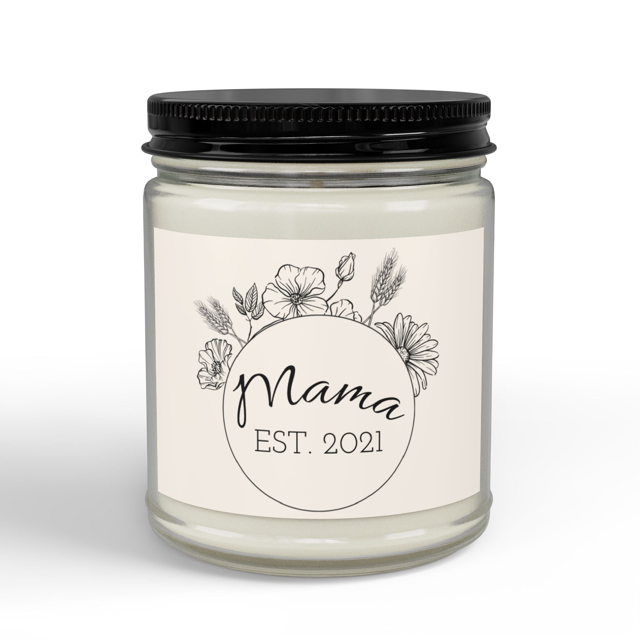 Customizable Scented Soy Candle with Black Lid, (4 and 9oz)