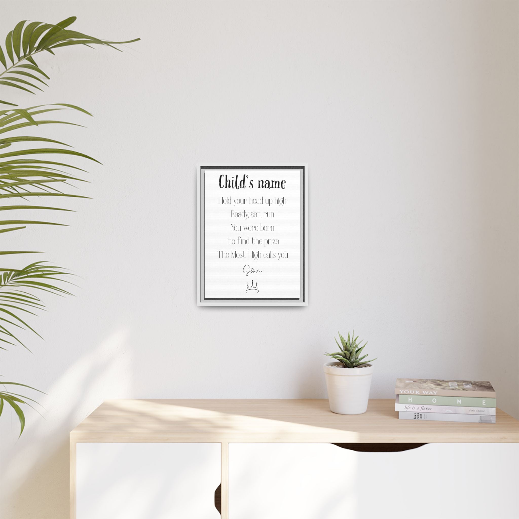 Customizable Matte Canvas, Framed - Hold Your Head Up High (Boy)
