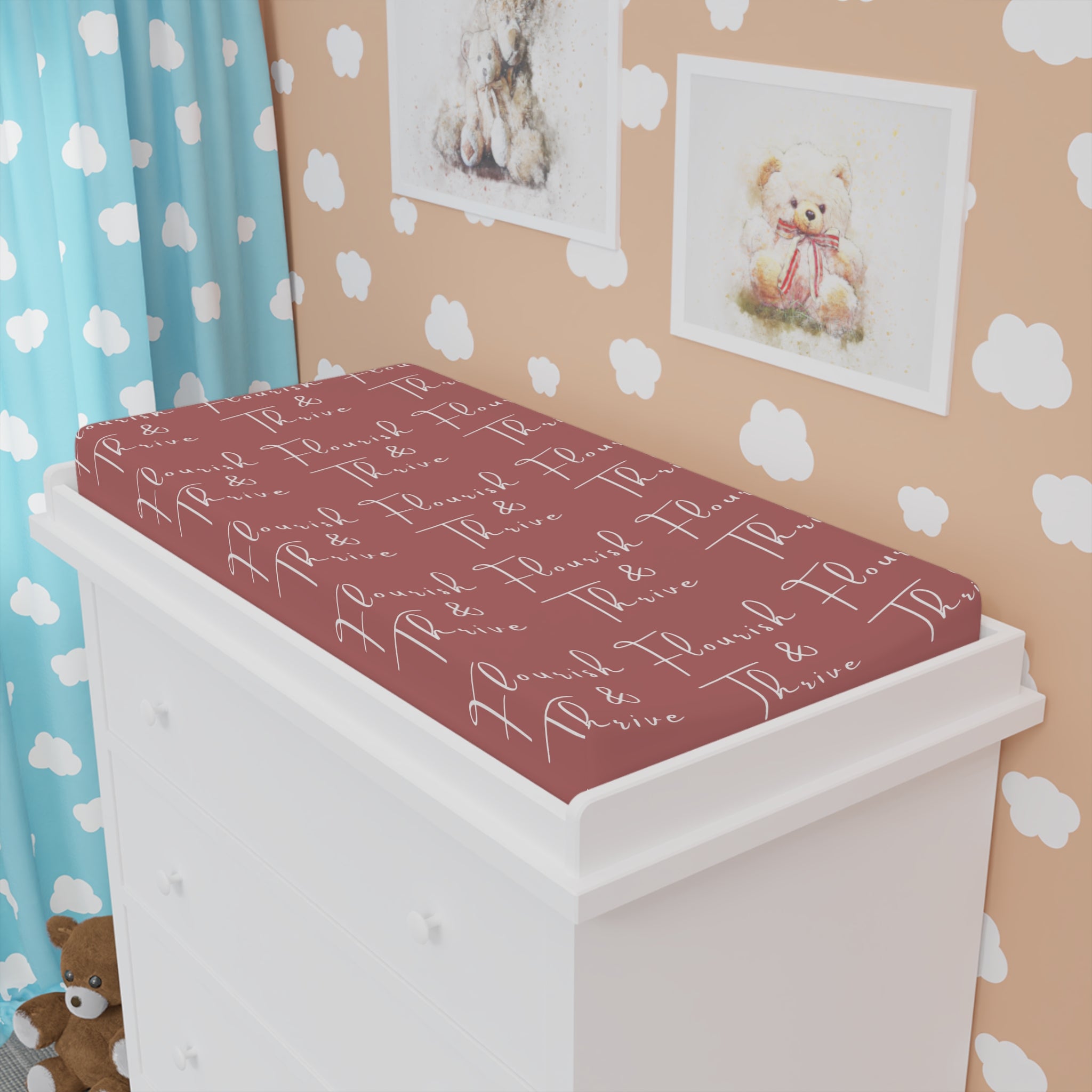 Baby Changing Pad Cover - Flourish & Thrive (Mauve)