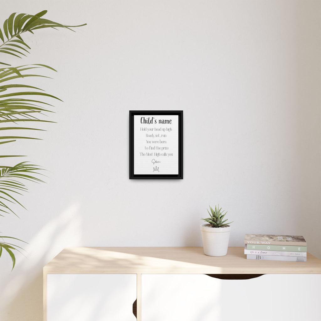 Customizable Matte Canvas, Framed - Hold Your Head Up High (Boy)