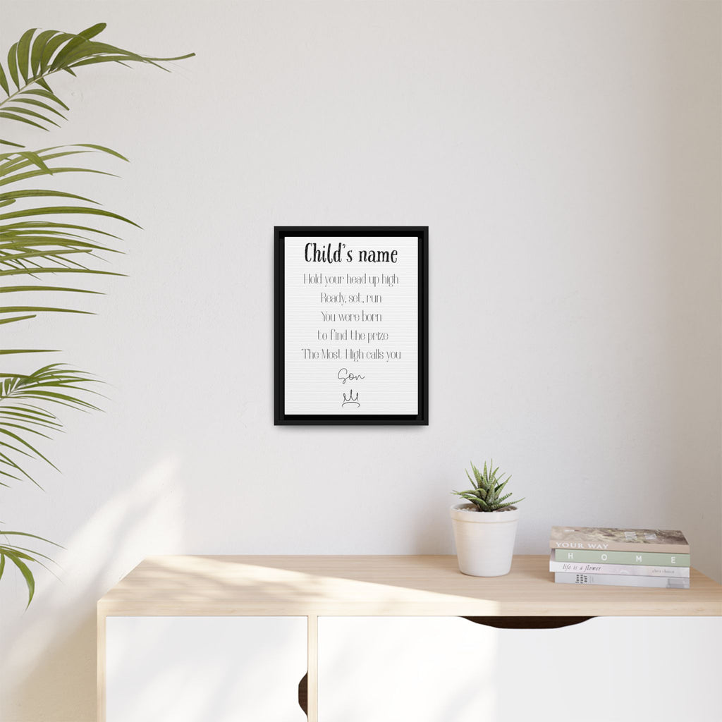 Customizable Matte Canvas, Framed - Hold Your Head Up High (Boy)