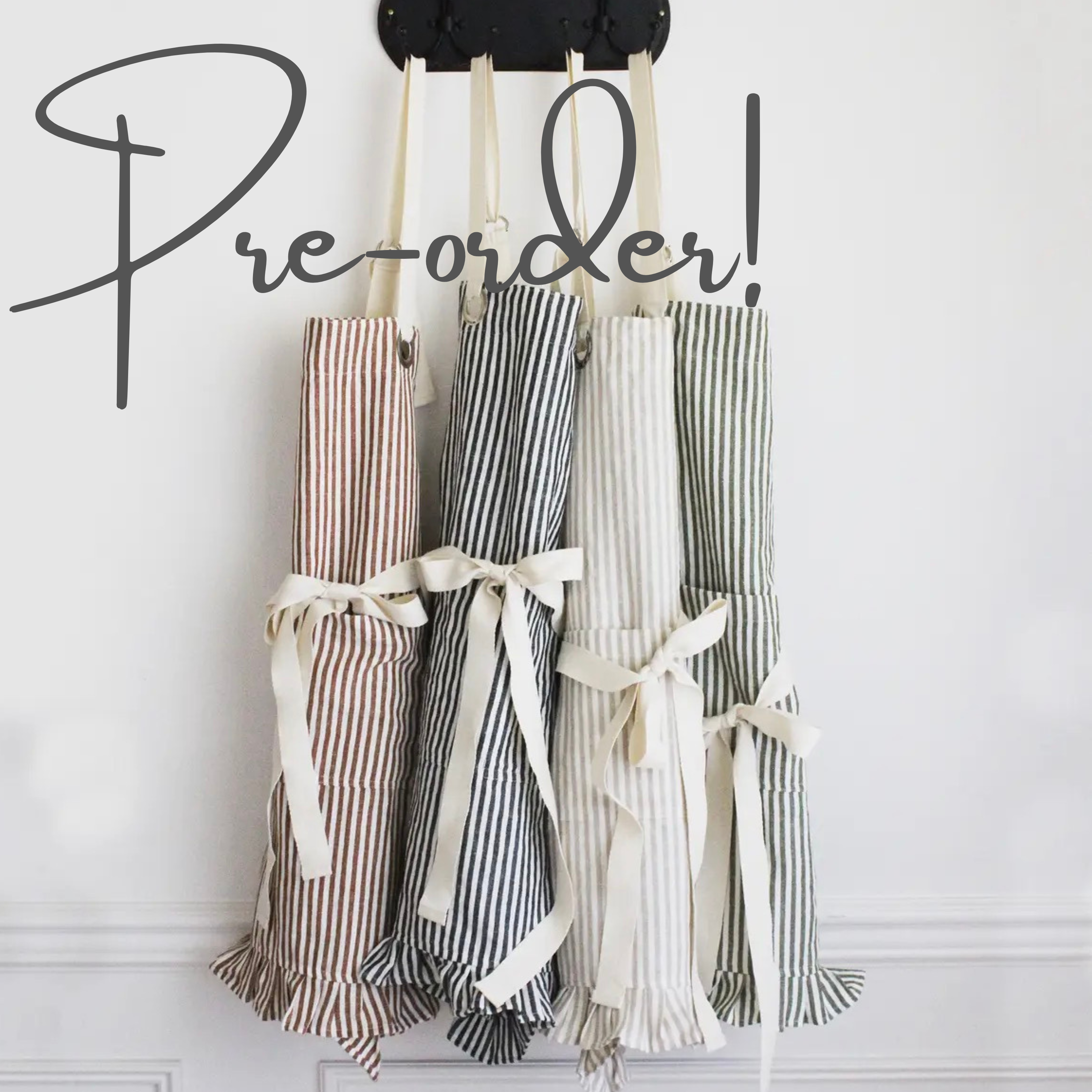 PRE-ORDER: Ruffle Pinstripe Apron (Assorted Colors)