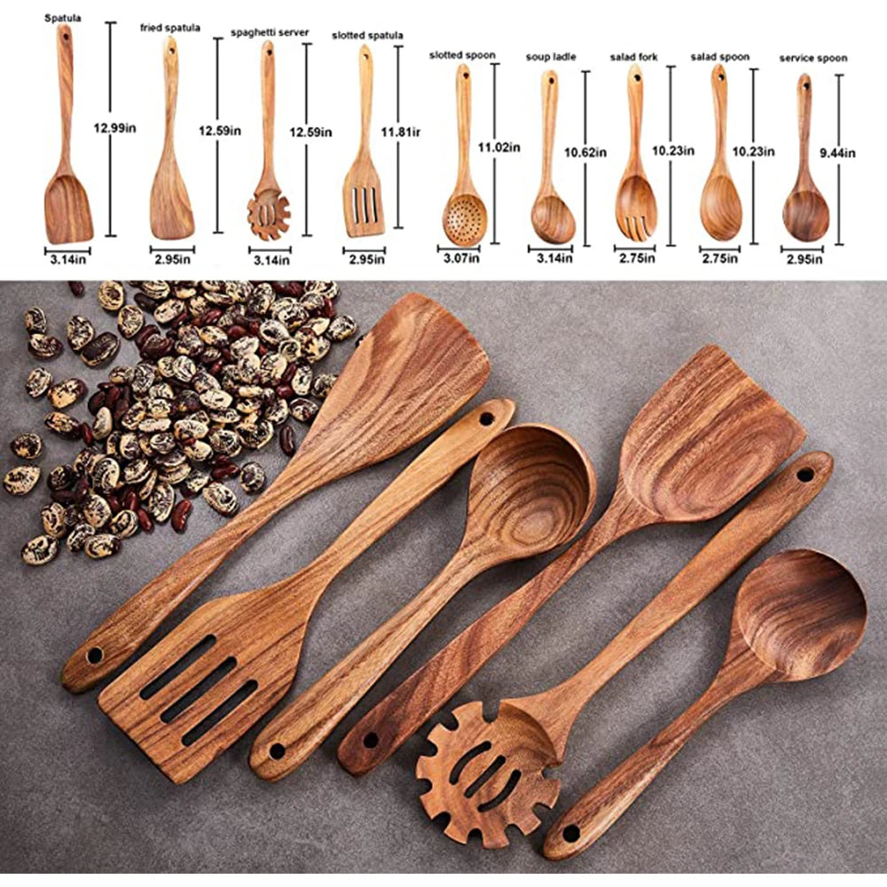 Teak Kitchen Utensils Set
