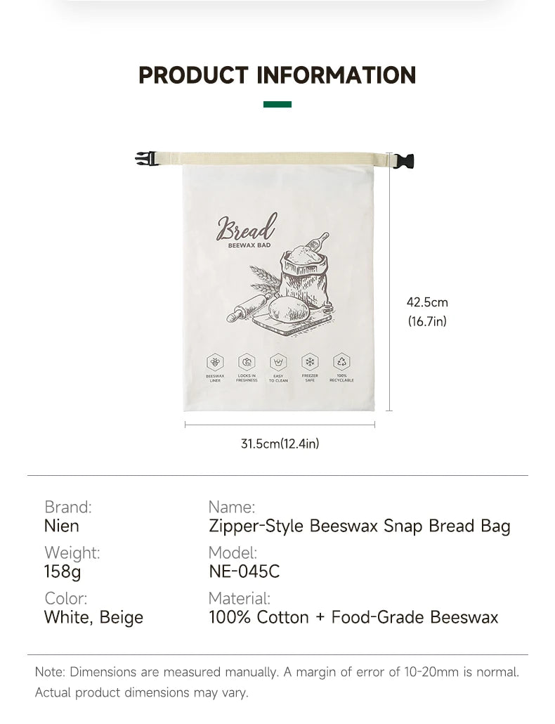 Reusable Beeswax Bread Bag