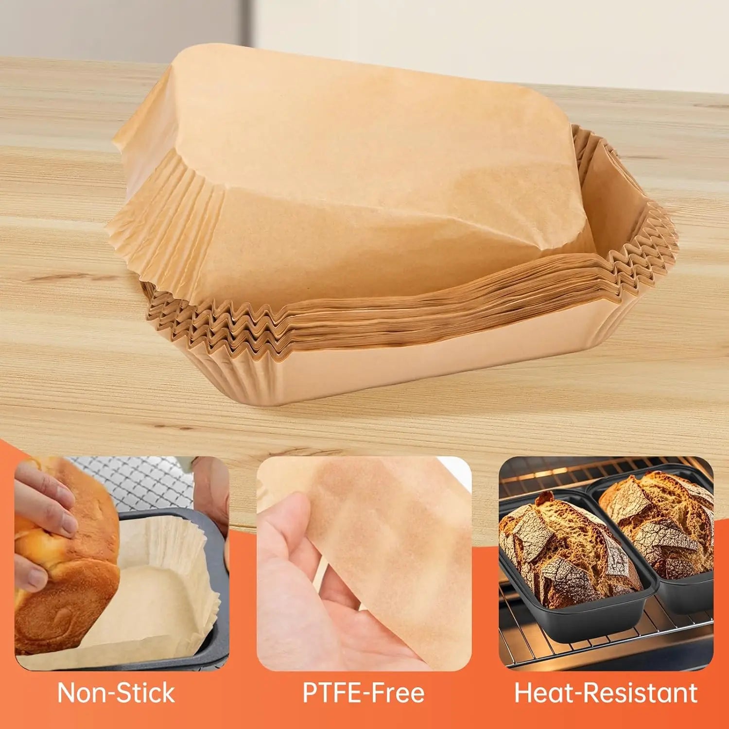 100 Pcs Loaf Pan Liners for Baking Bread 9x5 Inch, Non-Stick Parchment Paper